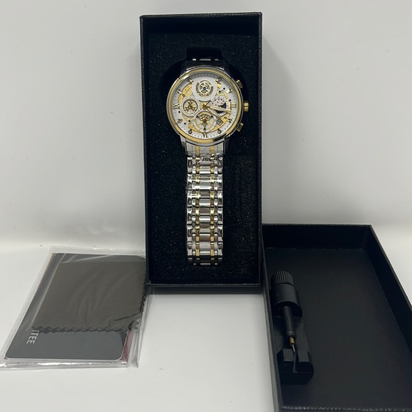 Mens watch gold silver two tone Christmas gift sale - Picture 1 of 4